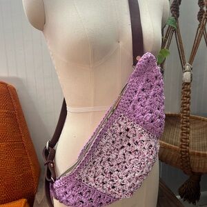 Handmade Crochet Crossbody Bag in Purple and Pink